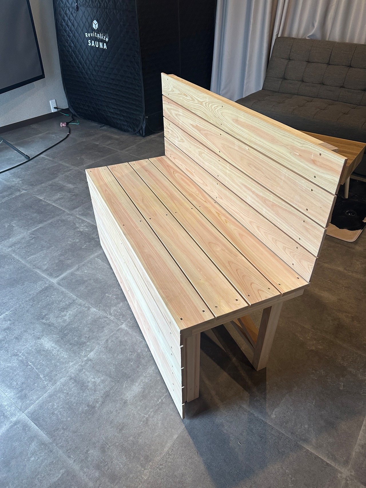 『HINOKI BENCH』【2人用】おうちDEサウナRich専用設計　国産ヒノキ　本格サウナ