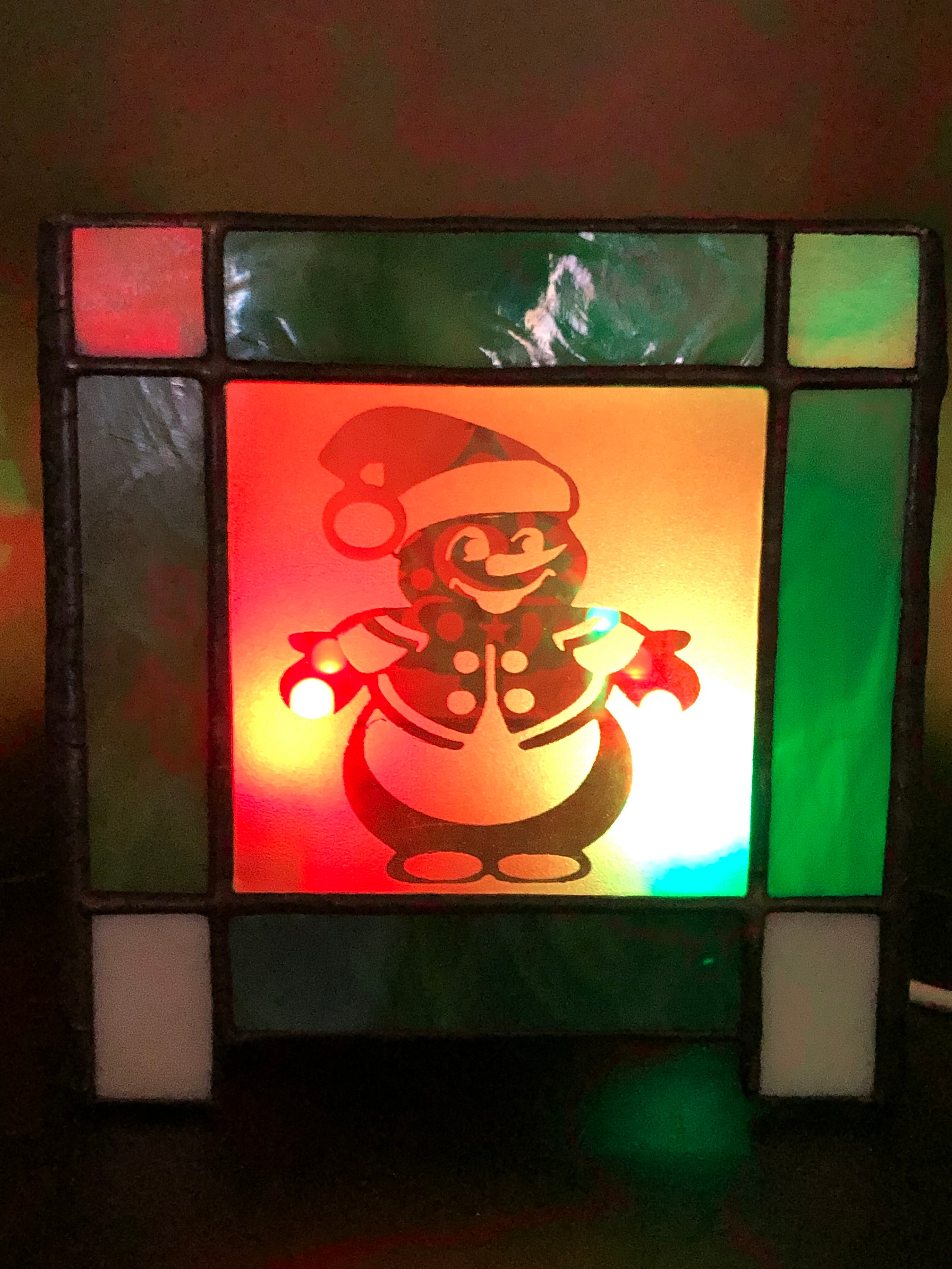 ステンドグラス　クリスマス③ クリスマス3 ステンドグラス イルミネーションライト キューブ