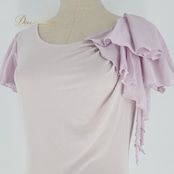 社交ダンス 衣装 トップス ブラウス パープル系 チャコット Chacott 紫 無地 シンプル 淡い 上品 フリル 半袖 日本製 明るい かわいい パーティー ダンス衣装 練習 レッスン イベント ステージ