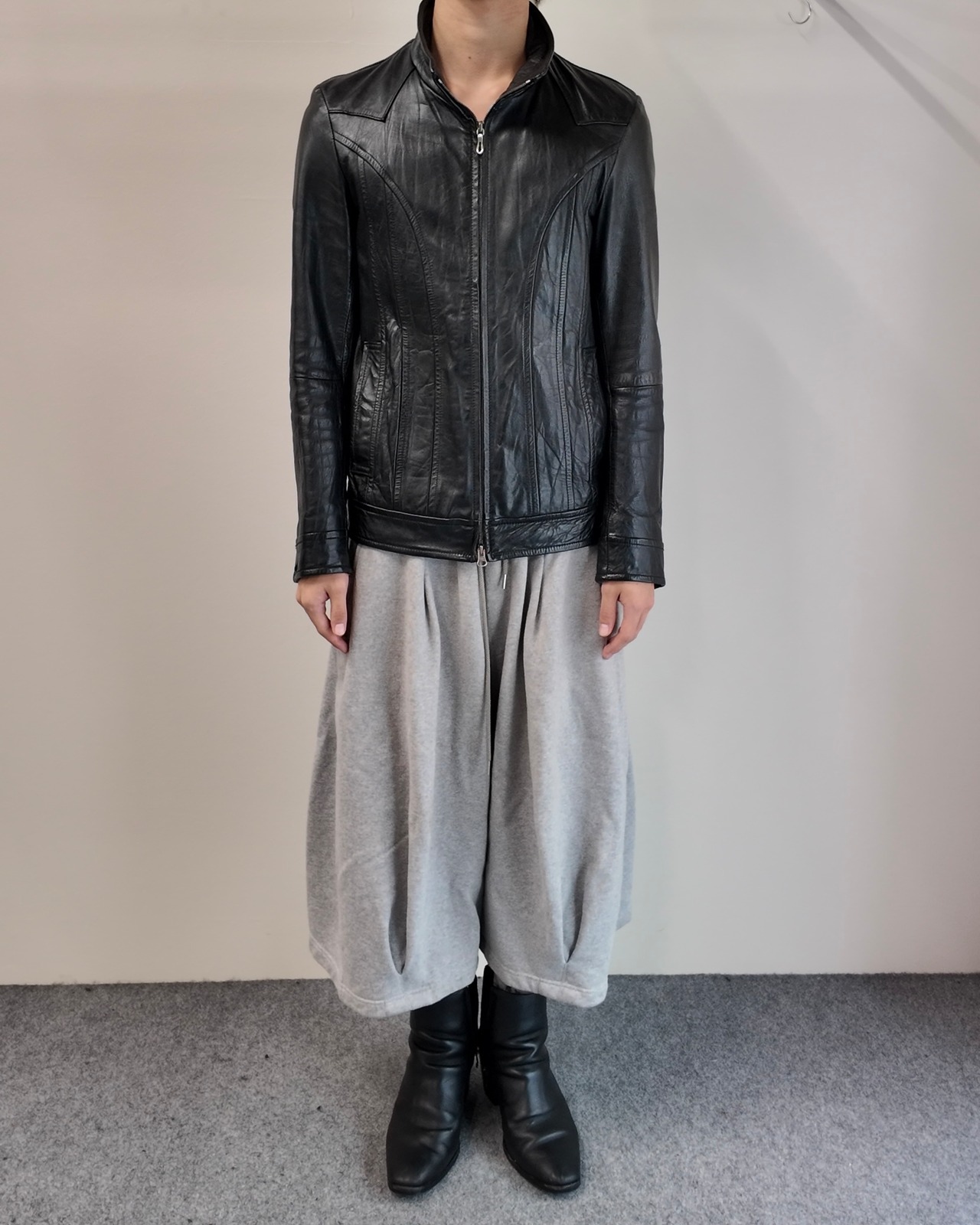 【5351 Pour HOMMES】curve seam leather jacket
