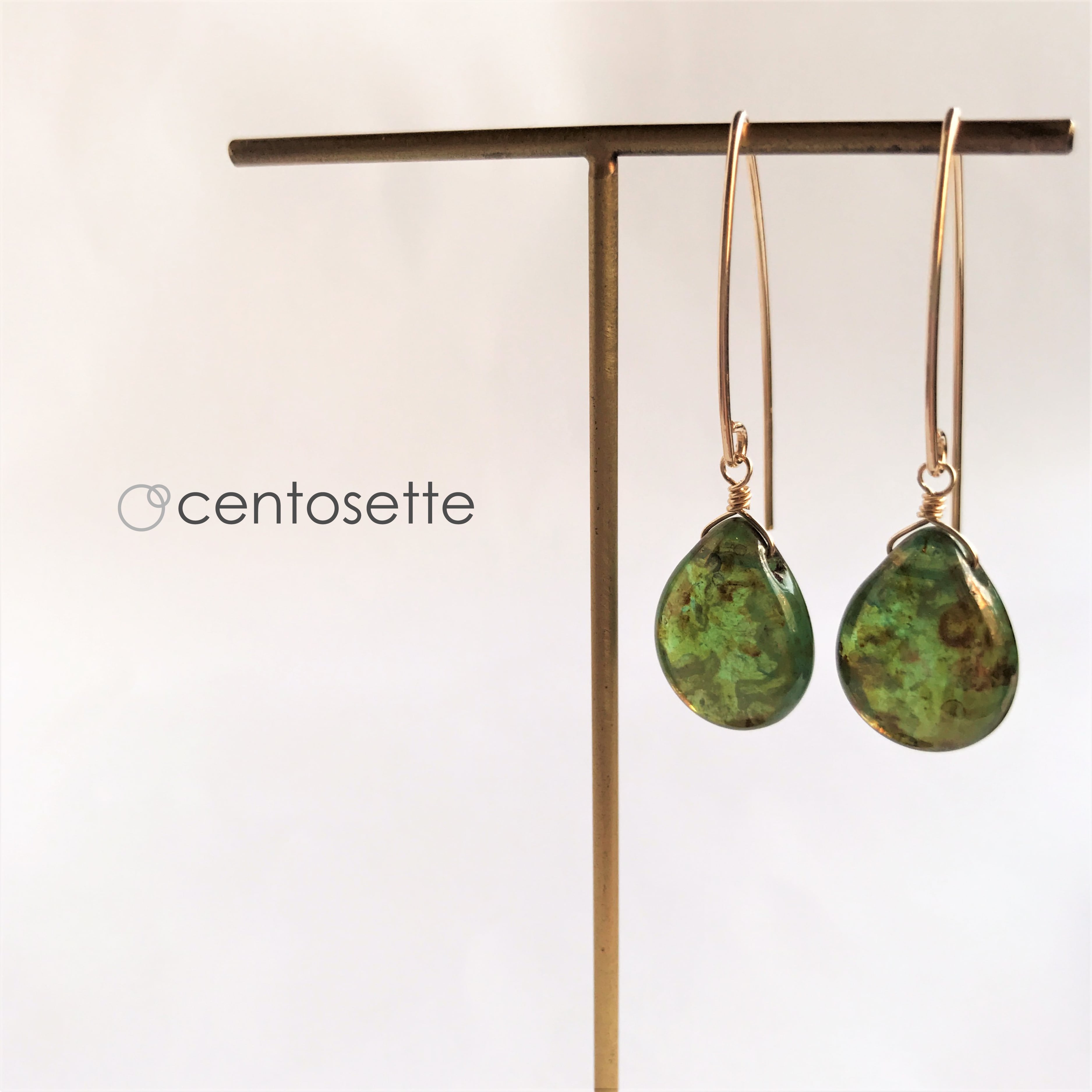 No.103] パライバカラー アマゾナイトのピアス イヤリング 14kgf 楽天