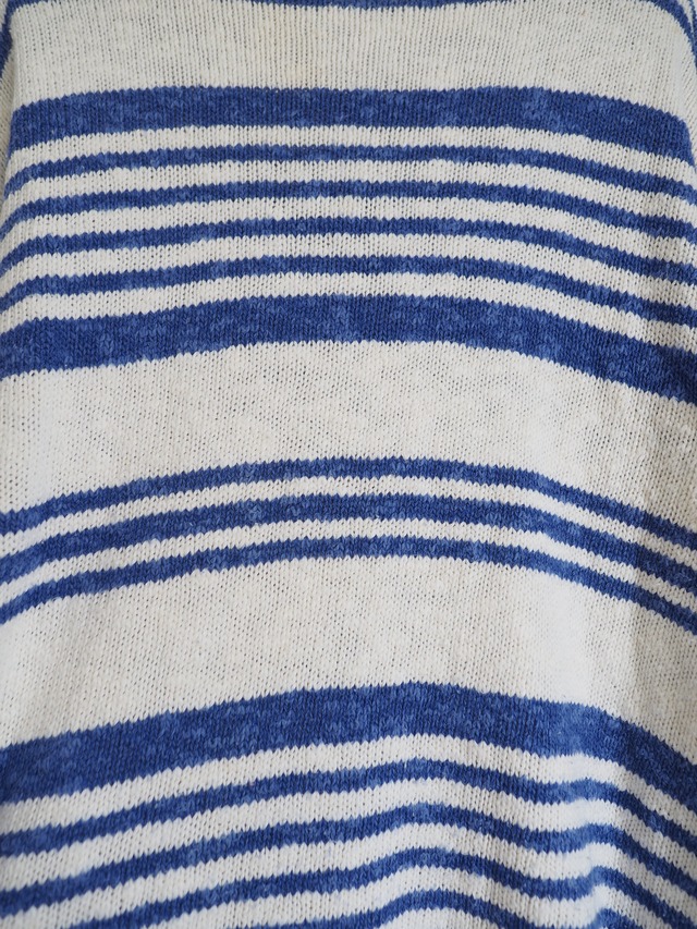 1990’s USA Cotton Linen Border Stripe Knit Sweater／38
