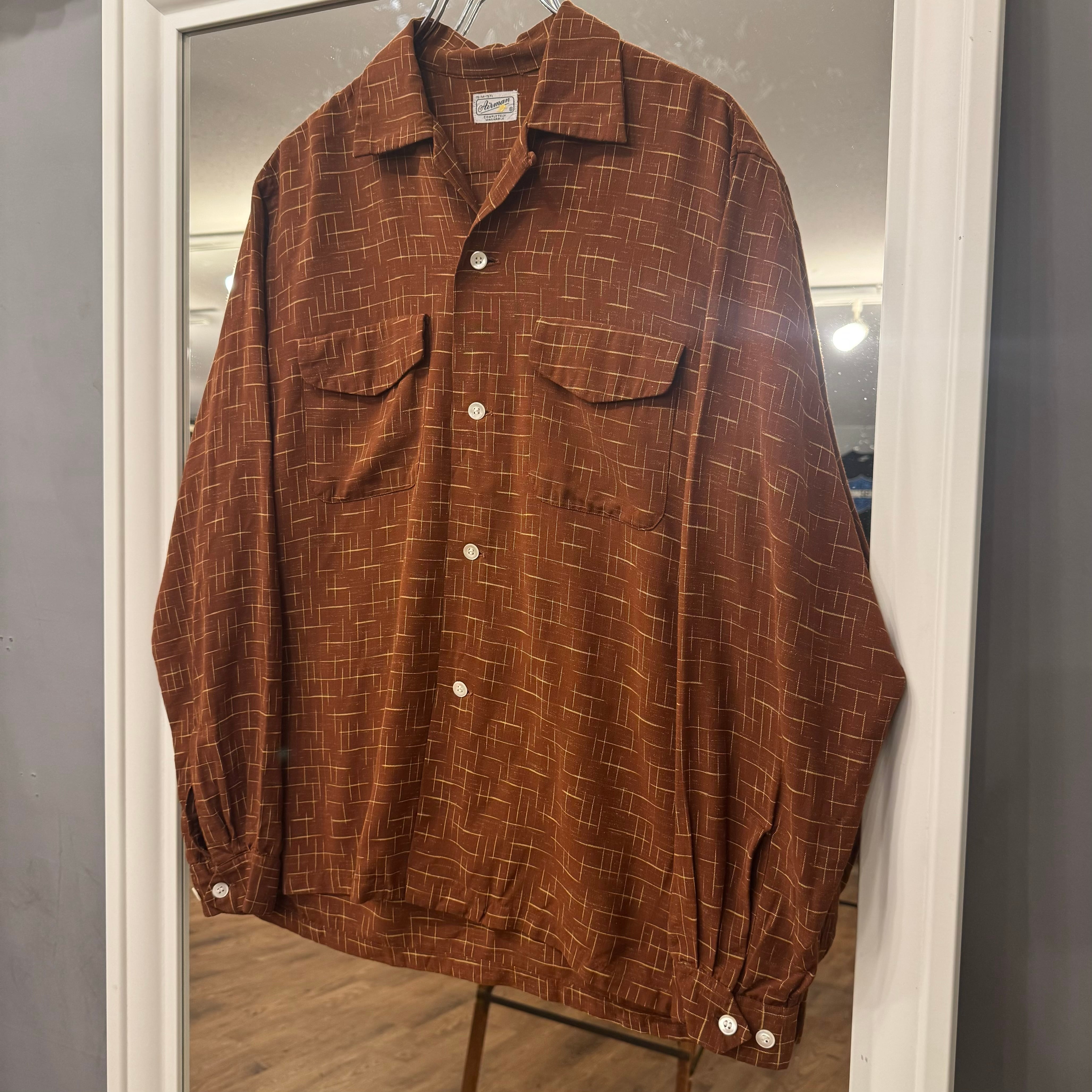 ロカビリー】50's~ Airman Rayon Gabardine Shirt “絣” | spike osu