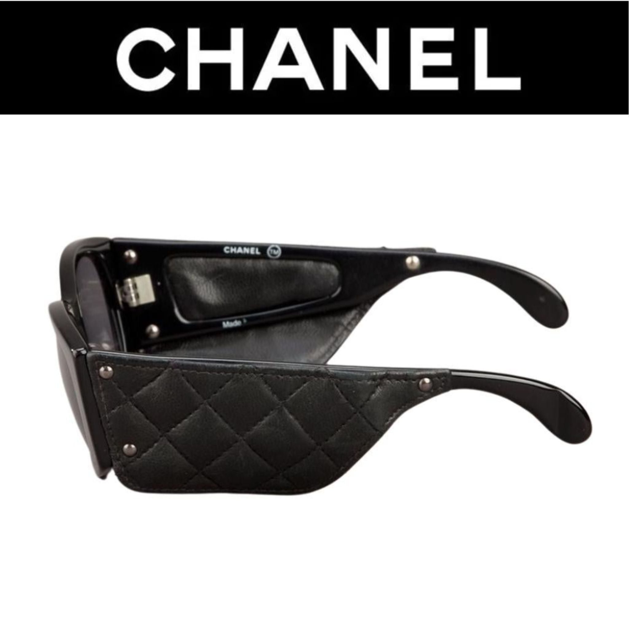CHANEL サングラス キルティングデザイン CHANEL シャネル サングラス マトラッセ キルティングレザー 1988