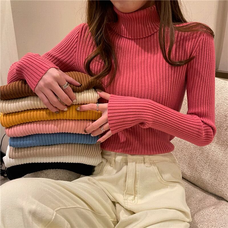 ニット カラーシャツ スプリングスタイルスリムセーター トップス 春物 ブラックストロベリース73991450673