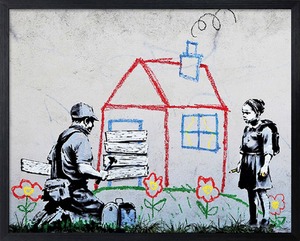 Banksy インテリアアート Playhouse 幅53×高さ43×厚さ3.2cm フレーム付き