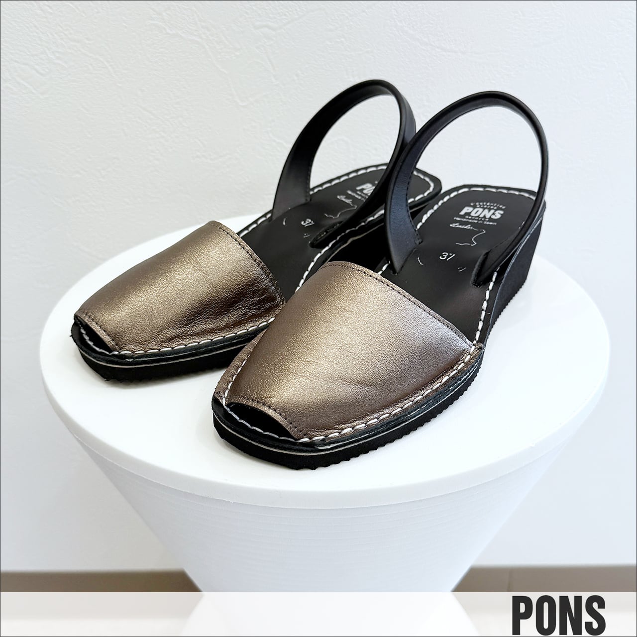 PONS 軽量レザーサンダル S6323 Gris/Nero