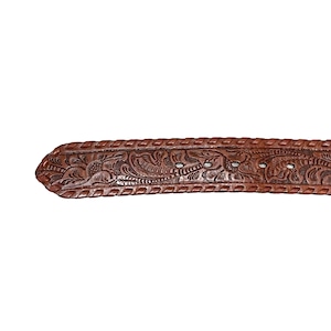 LAUREN RALPH LAUREN brown color embossing wide leather belt