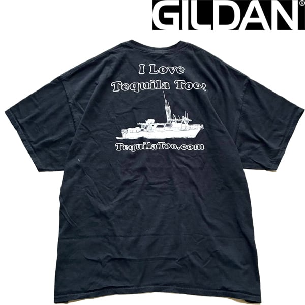 1点物◇GILDANギルダン黒テキーラTEQUILAバックプリントTシャツ古着