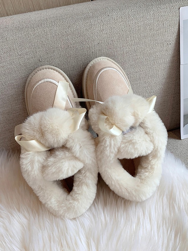 ウィンターリボンブーツスウェード 靴 シューズ コットン 冬物 部族の婦人靴91756468415