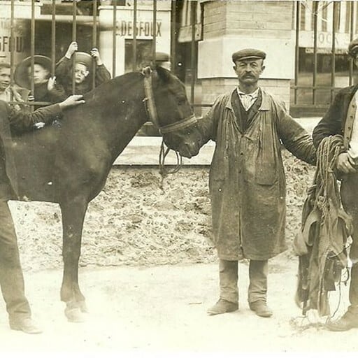 1900's フレンチリネンスモック ブラックインディゴ 羊飼い 馬