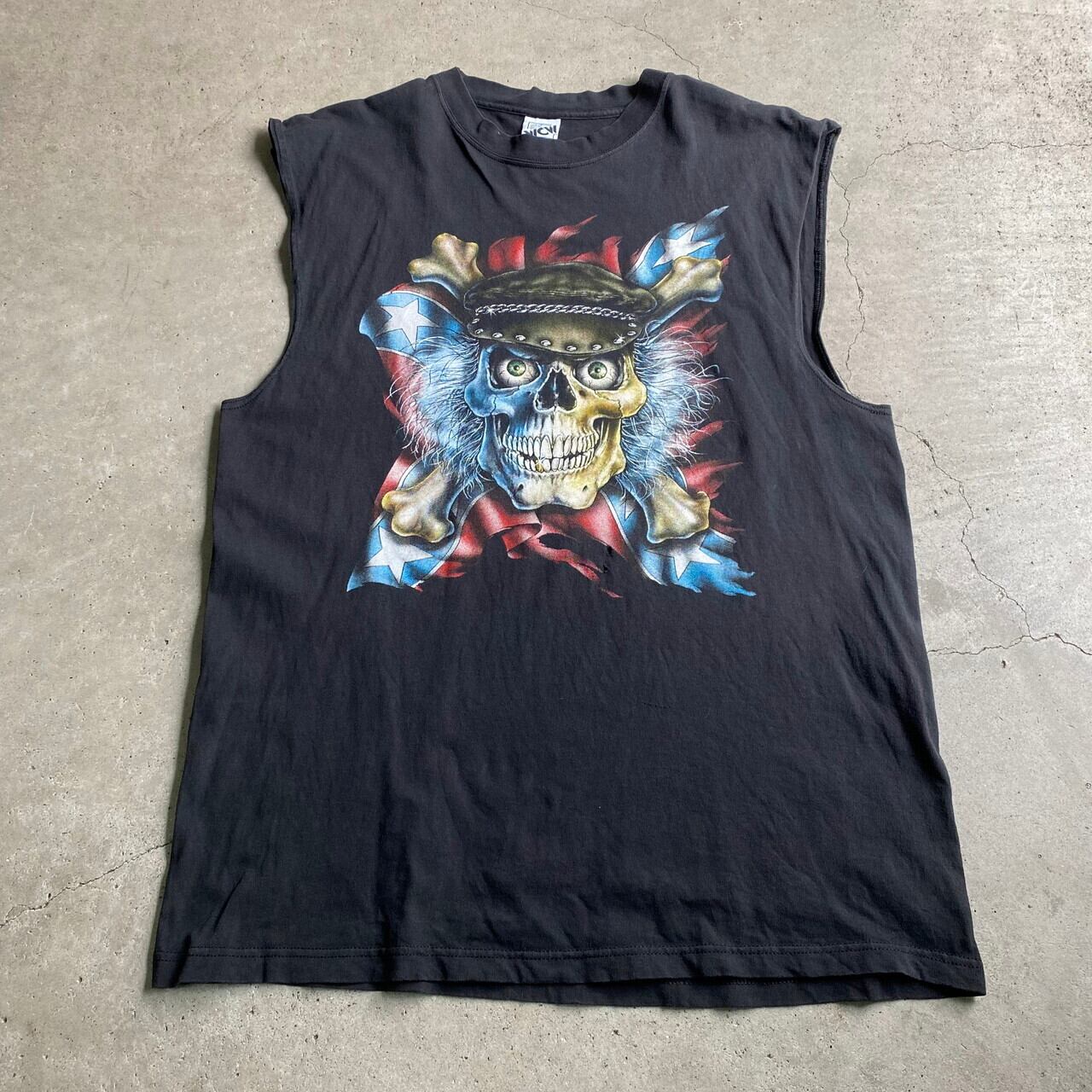 ビッグサイズ 90年代 スカル ノースリーブ ロック メンズXL 古着 90S 