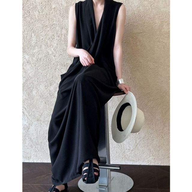 ノースリーブ ドレープ ワンピース 236660
