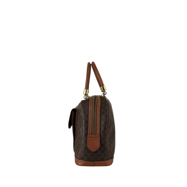 CELINE セリーヌ マカダム ハンドバッグ ブラウン ブラゾン型押し PVC レザー vintage ヴィンテージ オールド sw7bj6