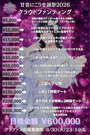 甘音にこり生誕祭SPパック ¥15,000