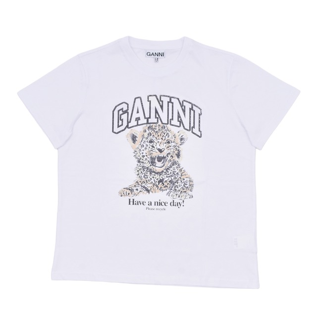 【GANNI】Basic Jersey Leopard Relaxed T-shirt