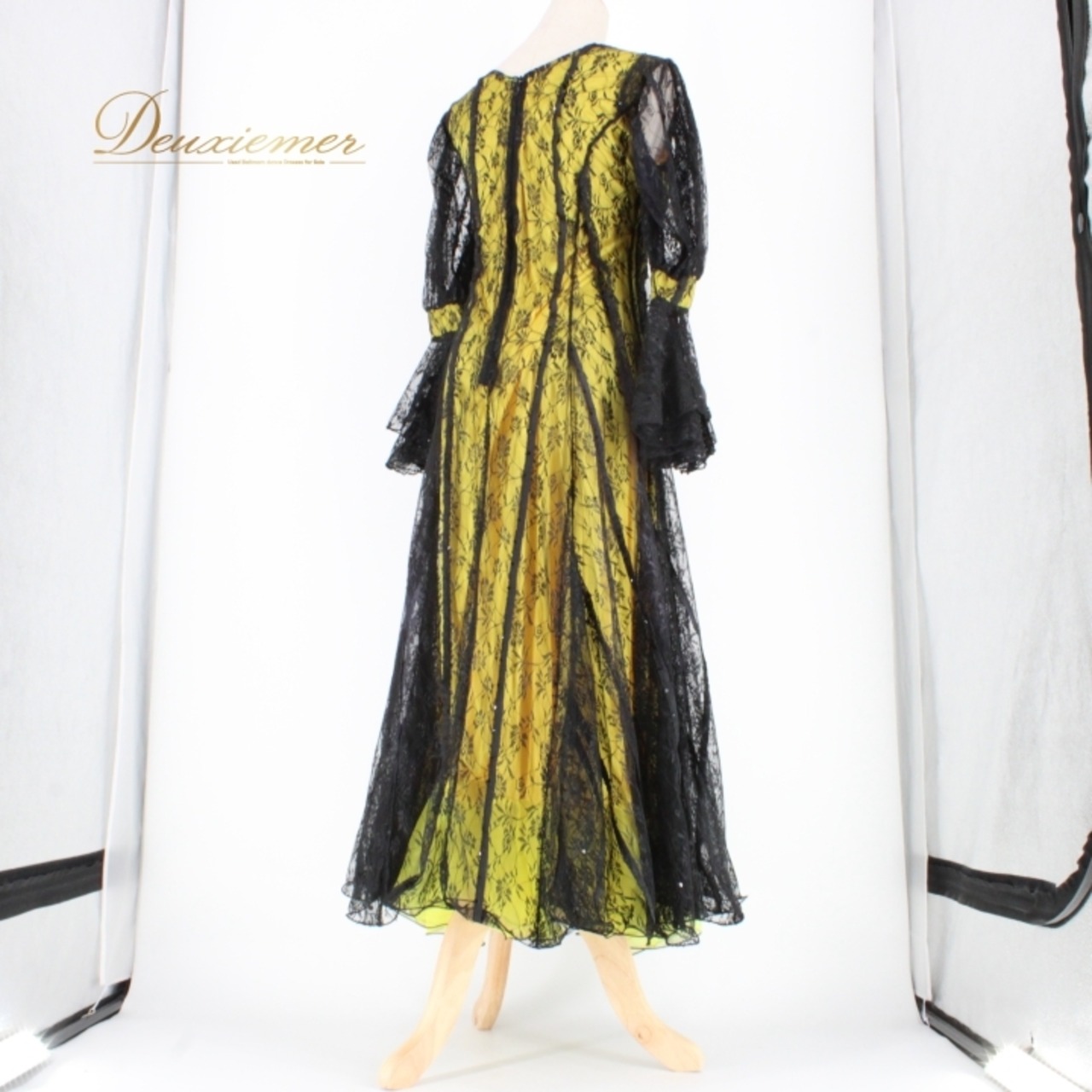 社交ダンス 衣装 スタンダード ドレス ワンピース パーティドレス un×Ⅱ 黄色 黒 ブラック系 イエロー系 レース 花柄 長袖 バイカラー ロングドレス パーティー ワンピース スパンコール 派手 おしゃれ エレガント フォーマル ダンス衣装 レディース ルームウェア きれいめ 大人可愛い 謝恩会 冠婚葬祭 旅行 結婚式 用途多様 お洒落 体型カバー セクシー 透け感 伸縮性