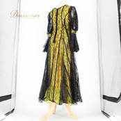 社交ダンス 衣装 スタンダード ドレス ワンピース パーティドレス un×Ⅱ 黄色 黒 ブラック系 イエロー系 レース 花柄 長袖 バイカラー ロングドレス パーティー ワンピース スパンコール 派手 おしゃれ エレガント フォーマル ダンス衣装 レディース ルームウェア きれいめ 大人可愛い 謝恩会 冠婚葬祭 旅行 結婚式 用途多様 お洒落 体型カバー セクシー 透け感 伸縮性