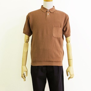 COMM.ARCH  コム・アーチ  KNITTED POLO IN MOSS STITCH　 ニットポロ   -BURNT  PEACH-