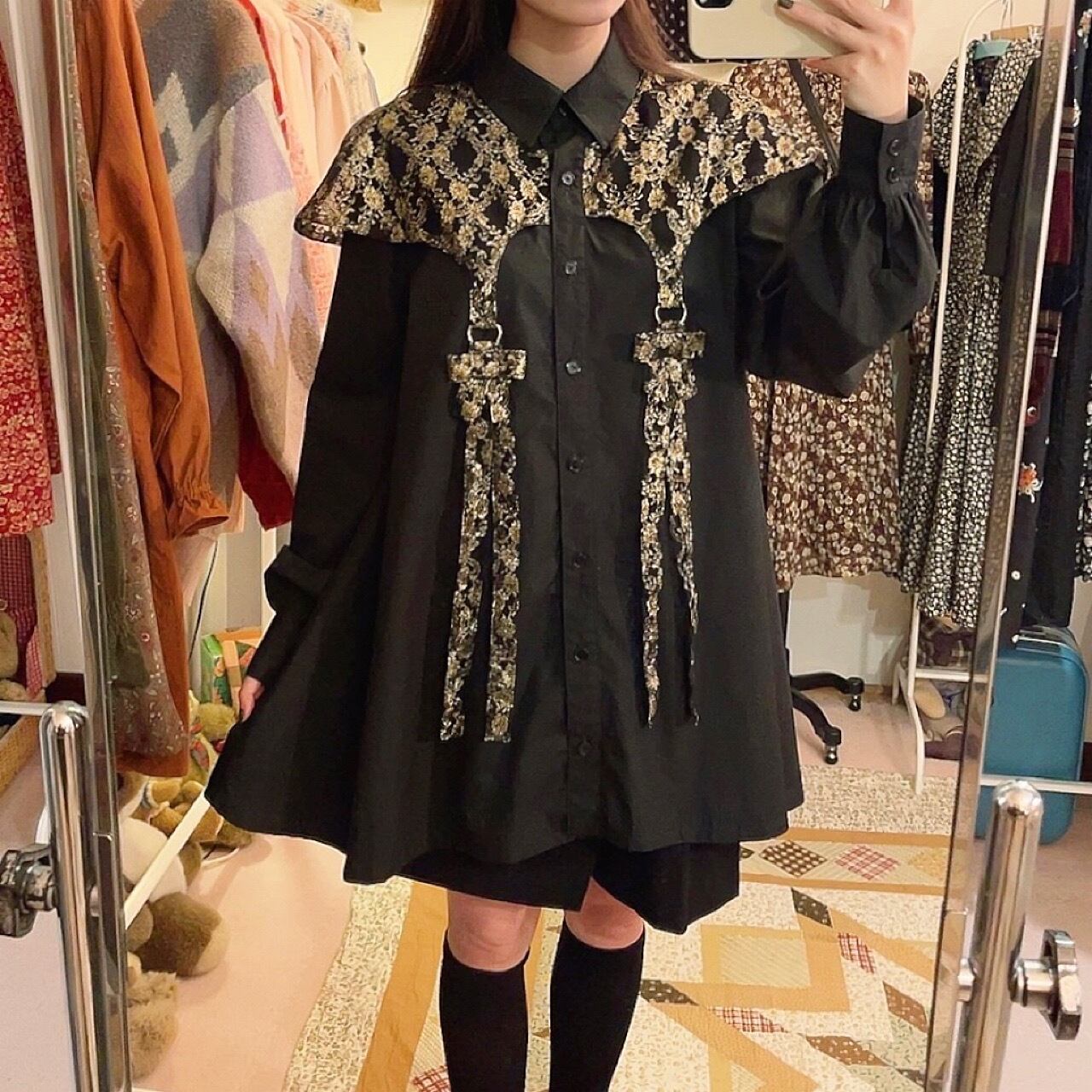 original : spark ribbon shirt mini one-piece