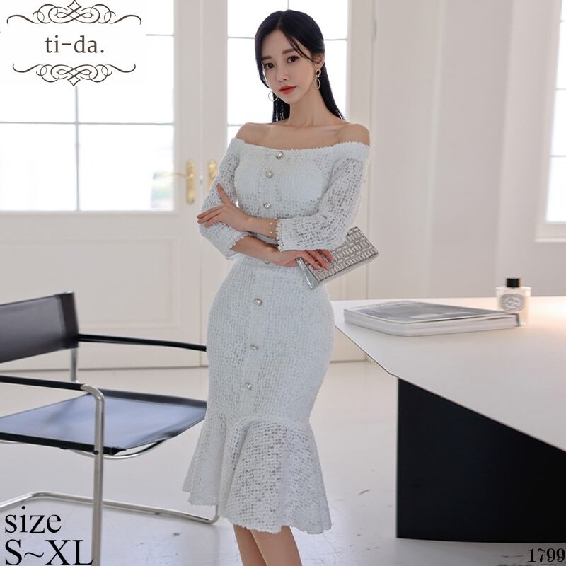 No 1799 韓国ワンピース きれいめワンピース 大人可愛いワンピース マーメイドワンピース セットアップワンピース パーティードレス キャバドレス Ti Da