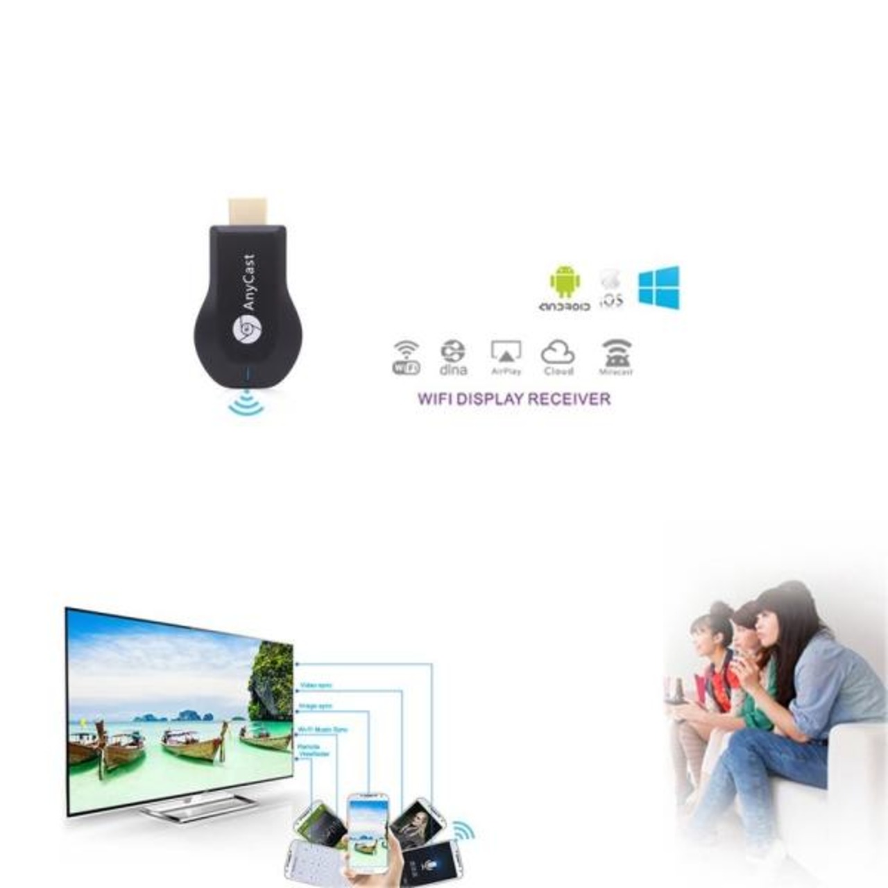 Formosa Japan AnyCast M2 Plus Wi-Fi iPhone iPad Android ドングルレシーバー 1080P DLN