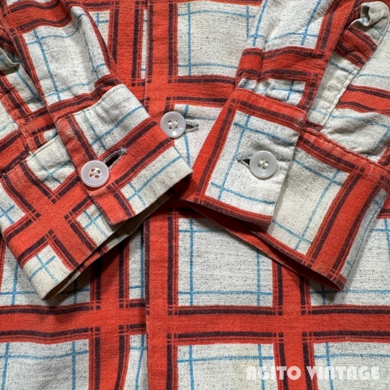 50's PENNEY'S ペニーズ プリントネルオープンカラーシャツ 開襟シャツ