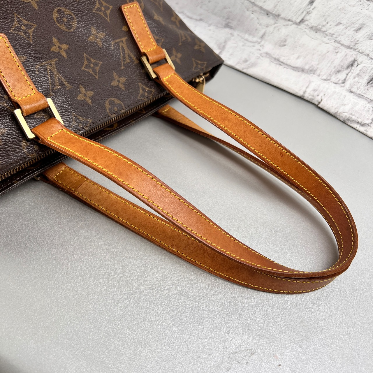 LOUIS VUITTON ヴィトン カバピアノ モノグラム レザー トートバッグ ブラウン A-13717