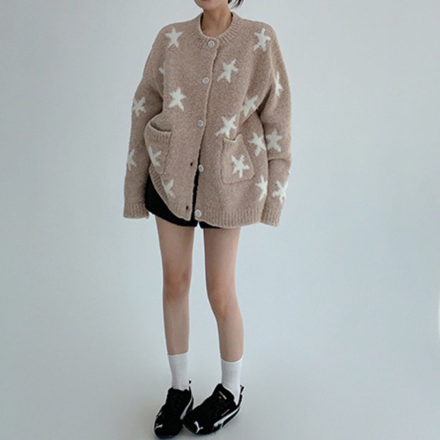 スターシャギーポップルーズカーディガン 2col   R01204