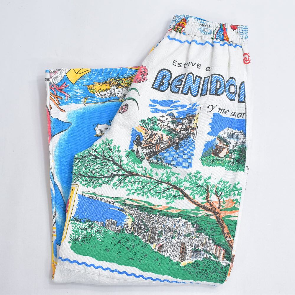 Remakeリメイク ヴィンテージ テキスタイル パッチワーク デザイン 再構築 ルーズシルエット イージーパンツ ツギハギ 古着 裏地付き レディースW66~90cm