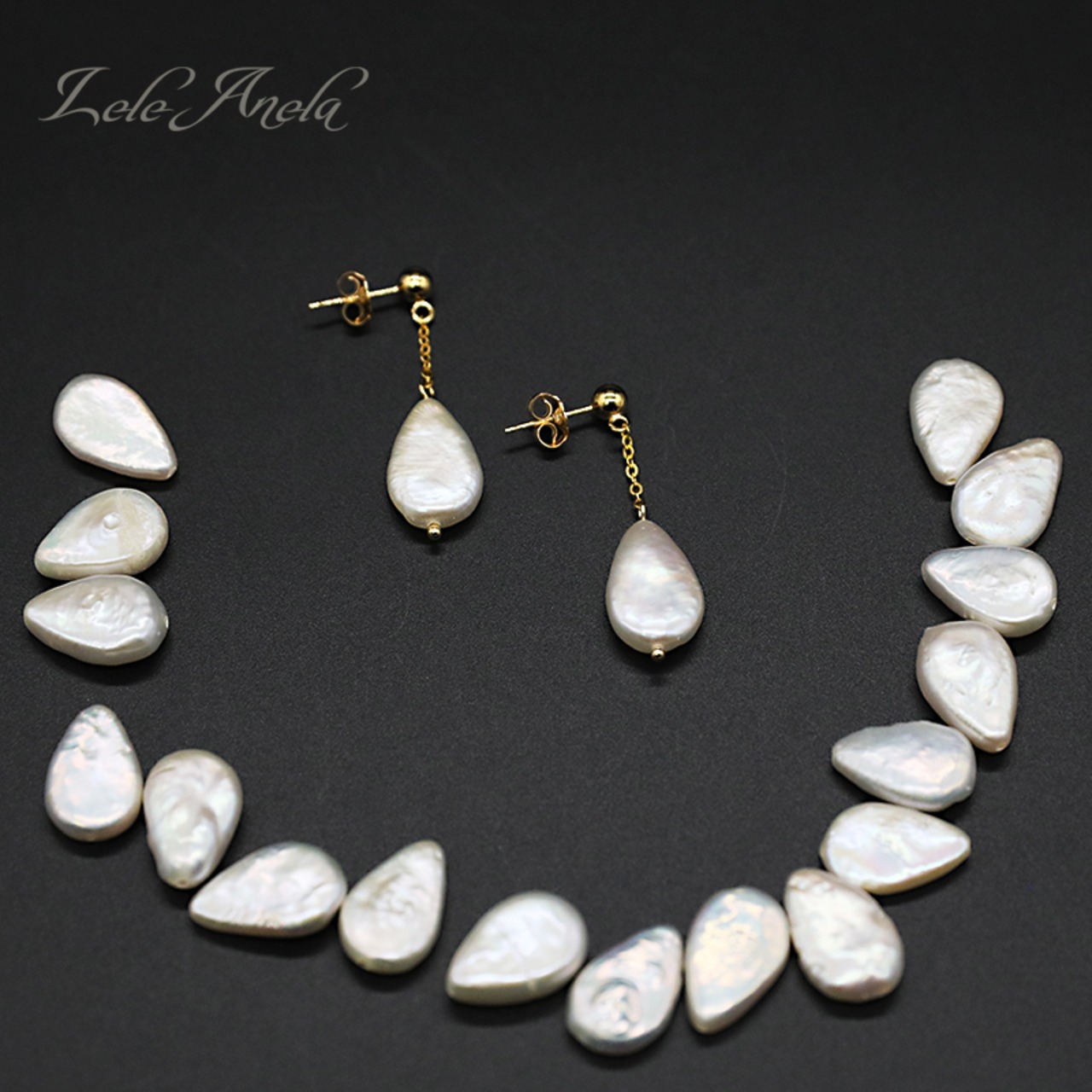 ティアドロップ淡水パールピアス | leleanela