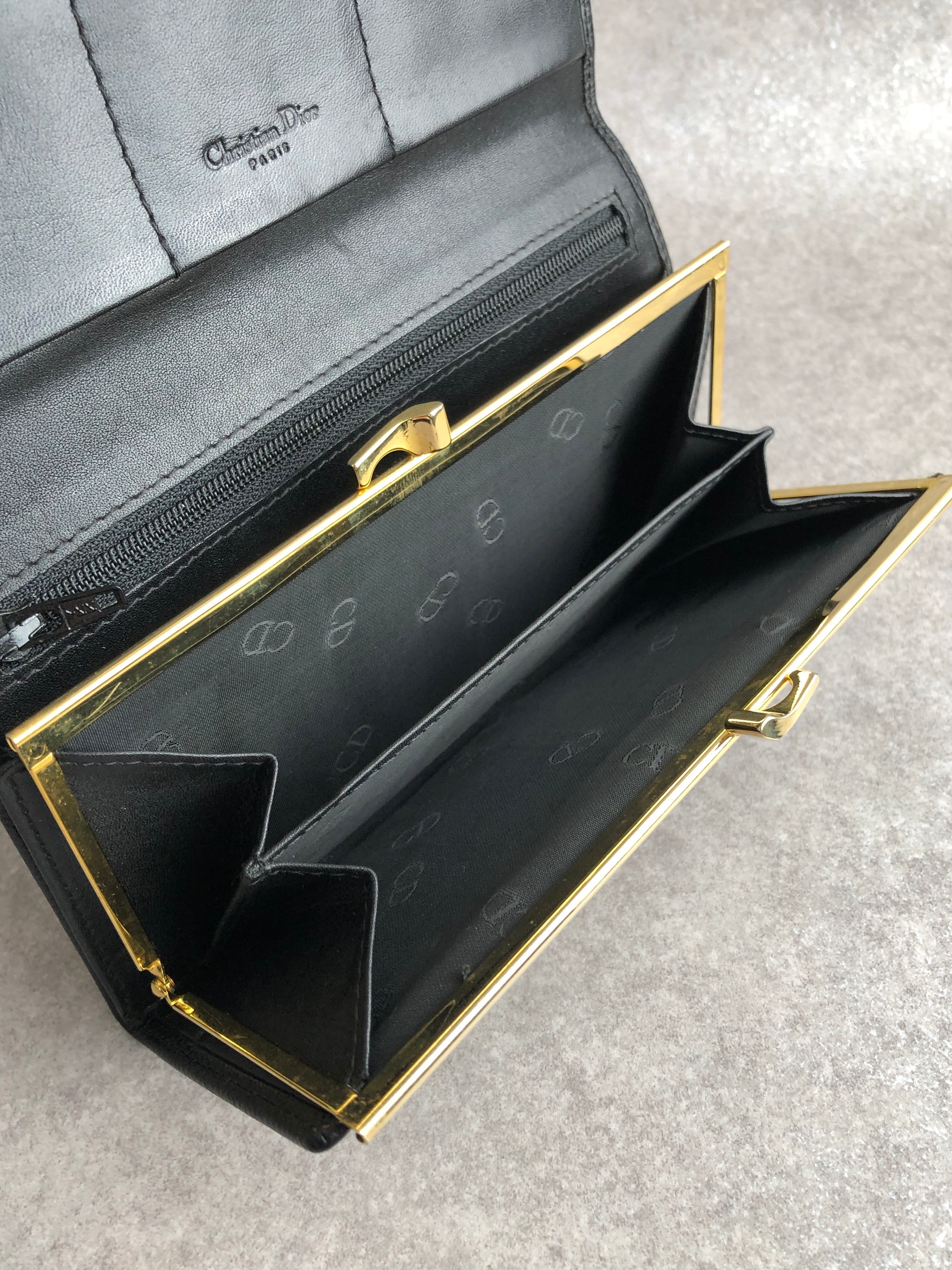 Christian Dior クリスチャン ディオール 財布 ブラック ロゴ レザー