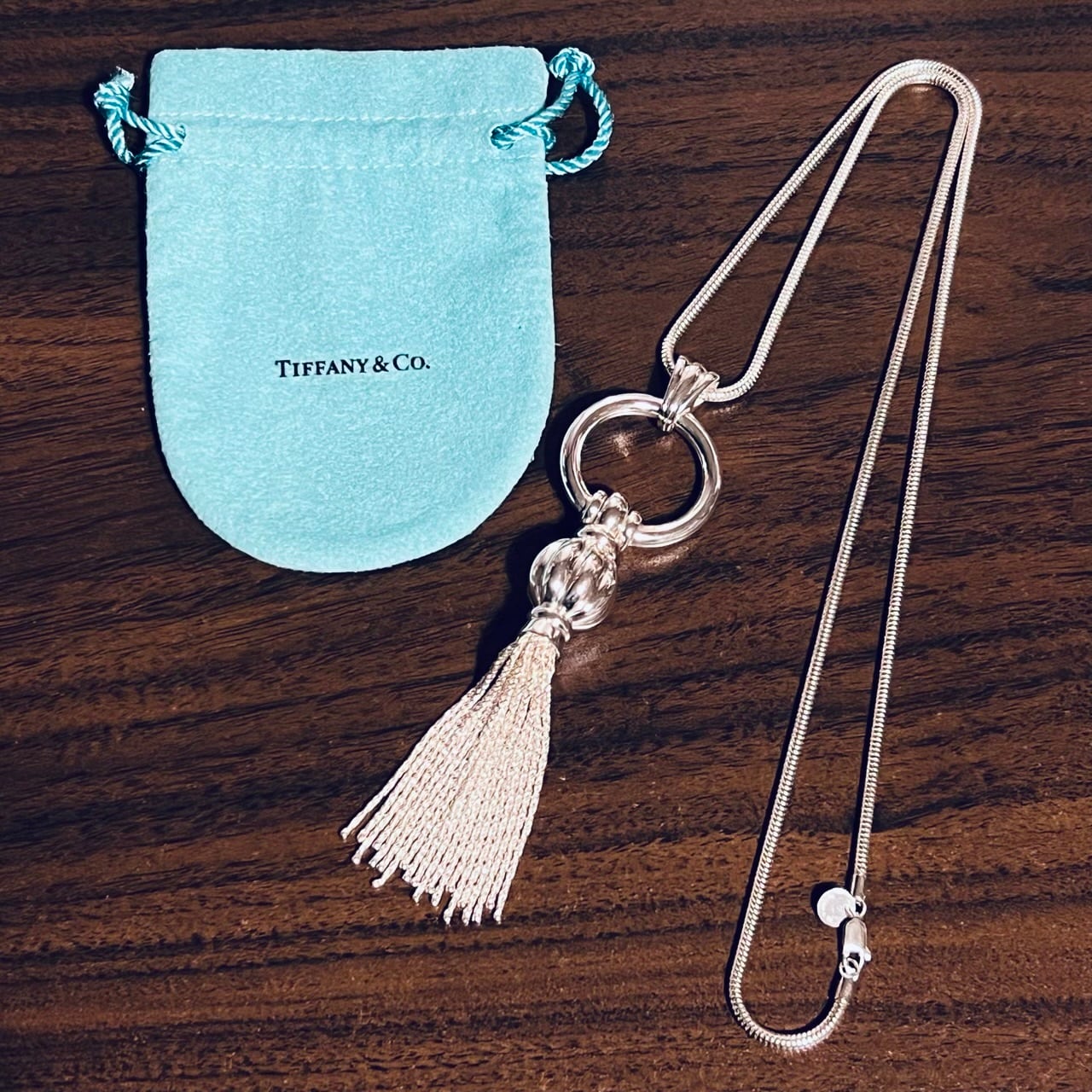 ビンテージ TIFFANY タッセル ネックレス スネークチェーン ペンダント