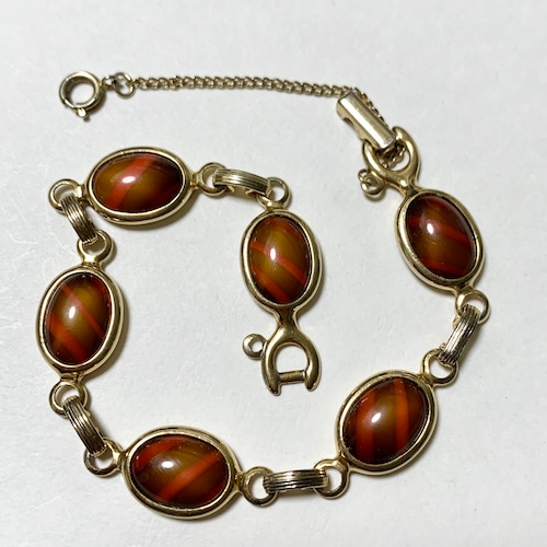 Vintage Sarah Coventry Art Glass Cabochon Link Bracelet