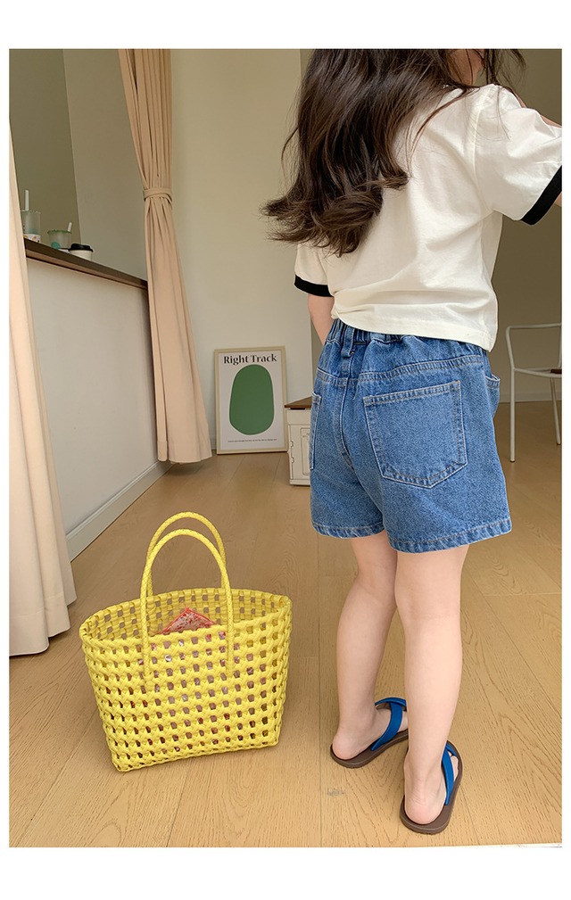 【KID】女の子シンプルカジュアルデニムハーフパンツ - 12