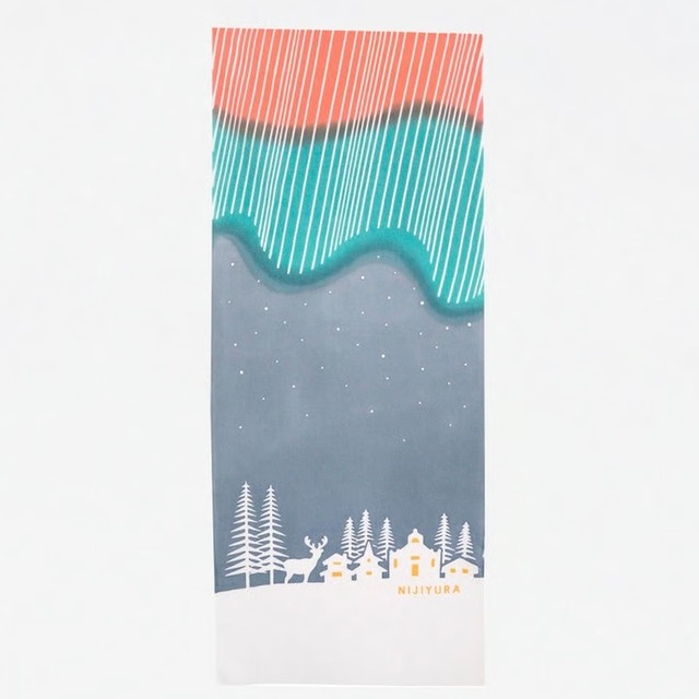 にじゆらてぬぐい　オーロラが美しい夜-Finland-