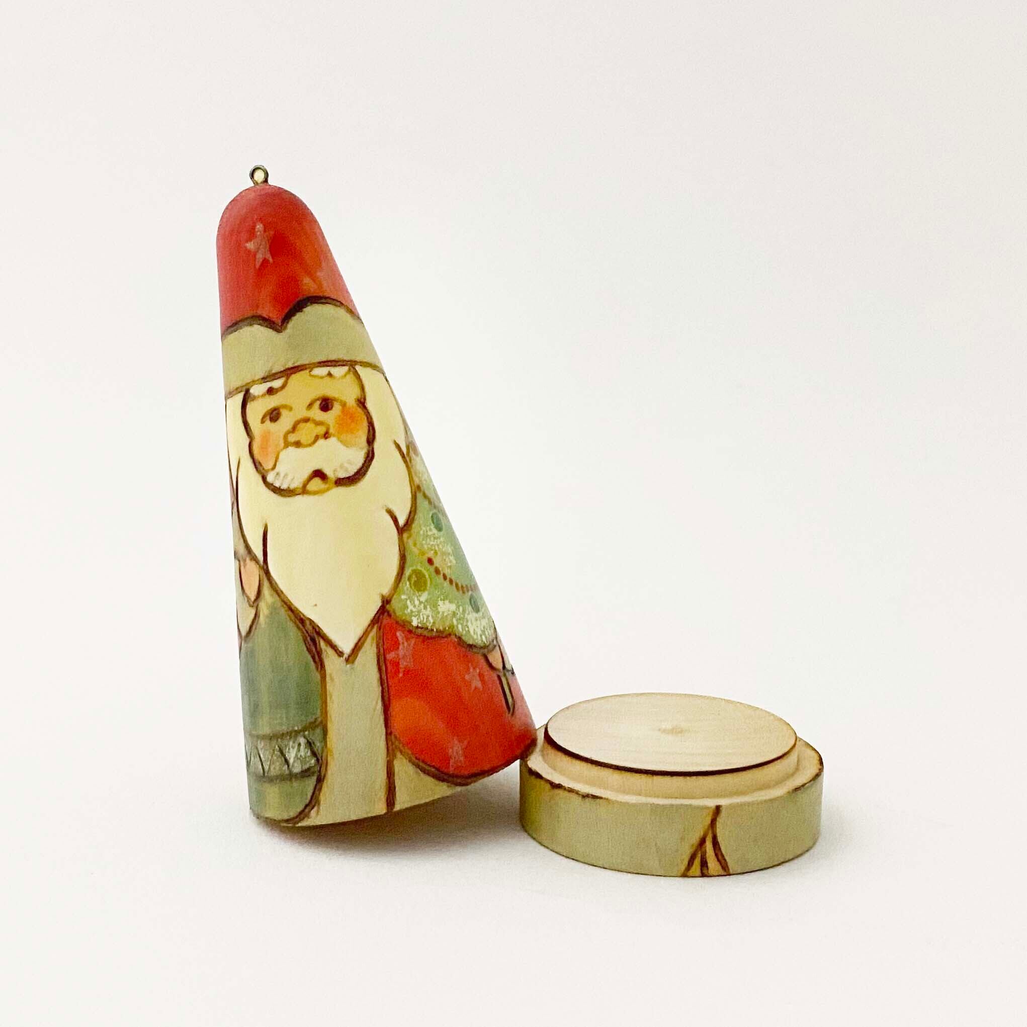 サンタ 焼ごて描彩 円錐オーナメント（コブロフ工房）