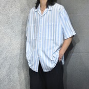 double pocket stripe open collar shirt