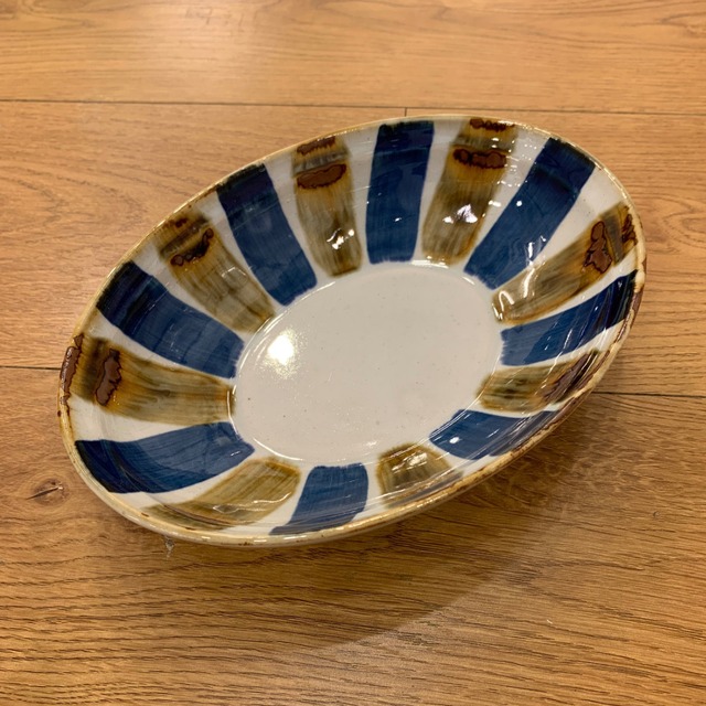 【波佐見焼】【藍染窯】【藍ブルー】【オーバルボウル】 波佐見焼 ボウル　やちむん風 取り皿 和風 おしゃれ 大人 民芸