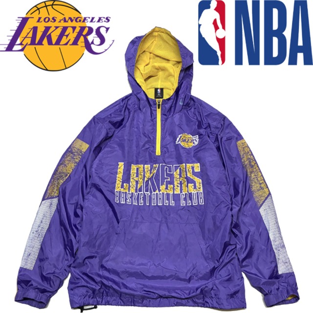 1点物◇レイカーズNBAプルオーバー紫ナイロンジャケット古着メンズXL 