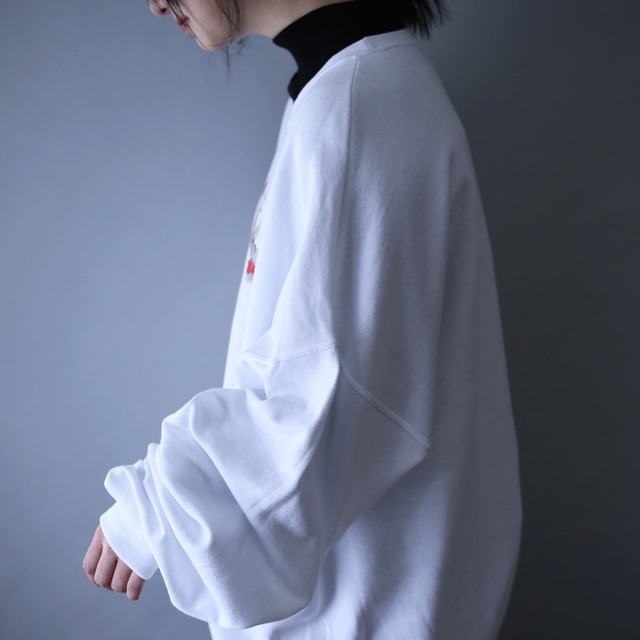 "小鳥" good printed XXXL super over silhouette white sweatshirt