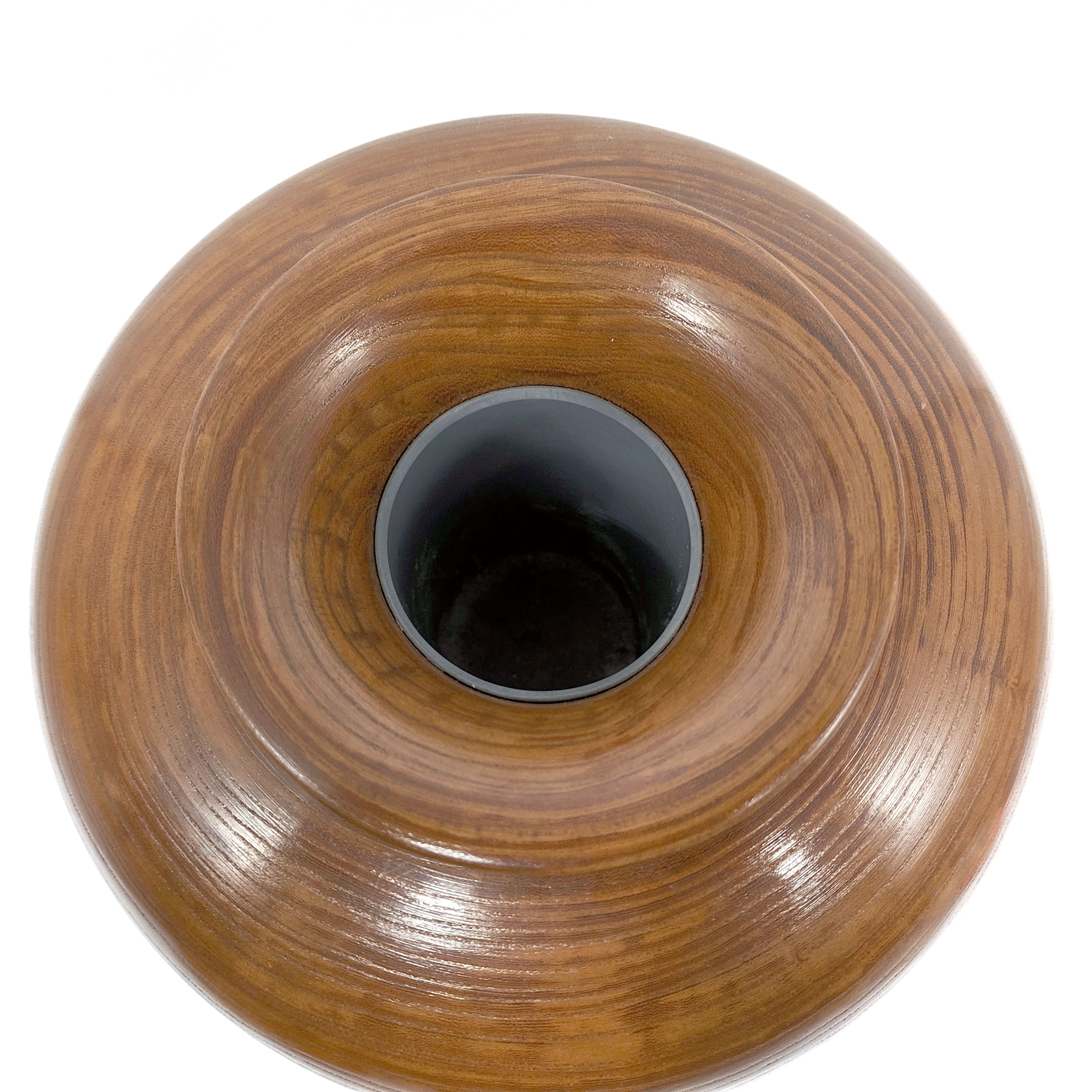 木彫花器・壺型・天然木・フラワーベース・No.240120-13・梱包サイズ80