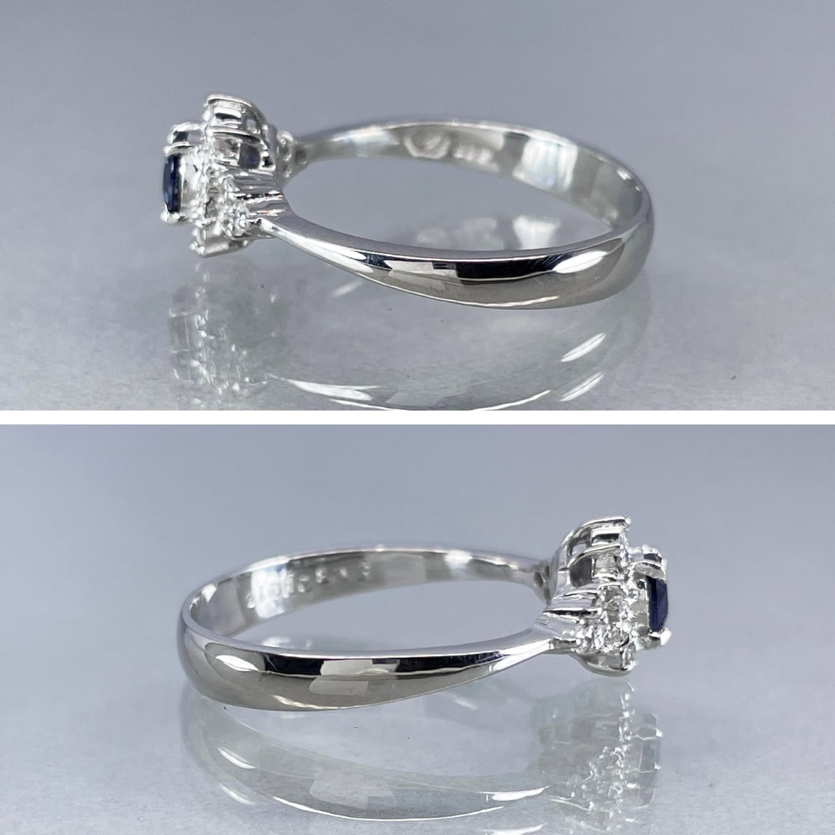 PT900 天然サファイア 0.32ct 天然ダイヤモンド 0.12ct リング 