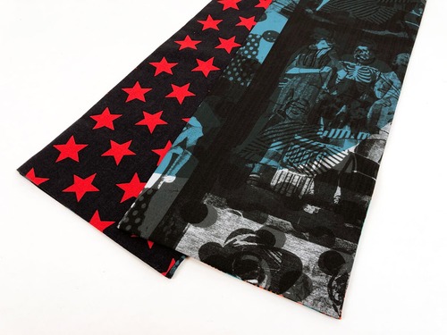 ポリエステル＆コットン半幅帯「Life２/ブルー」