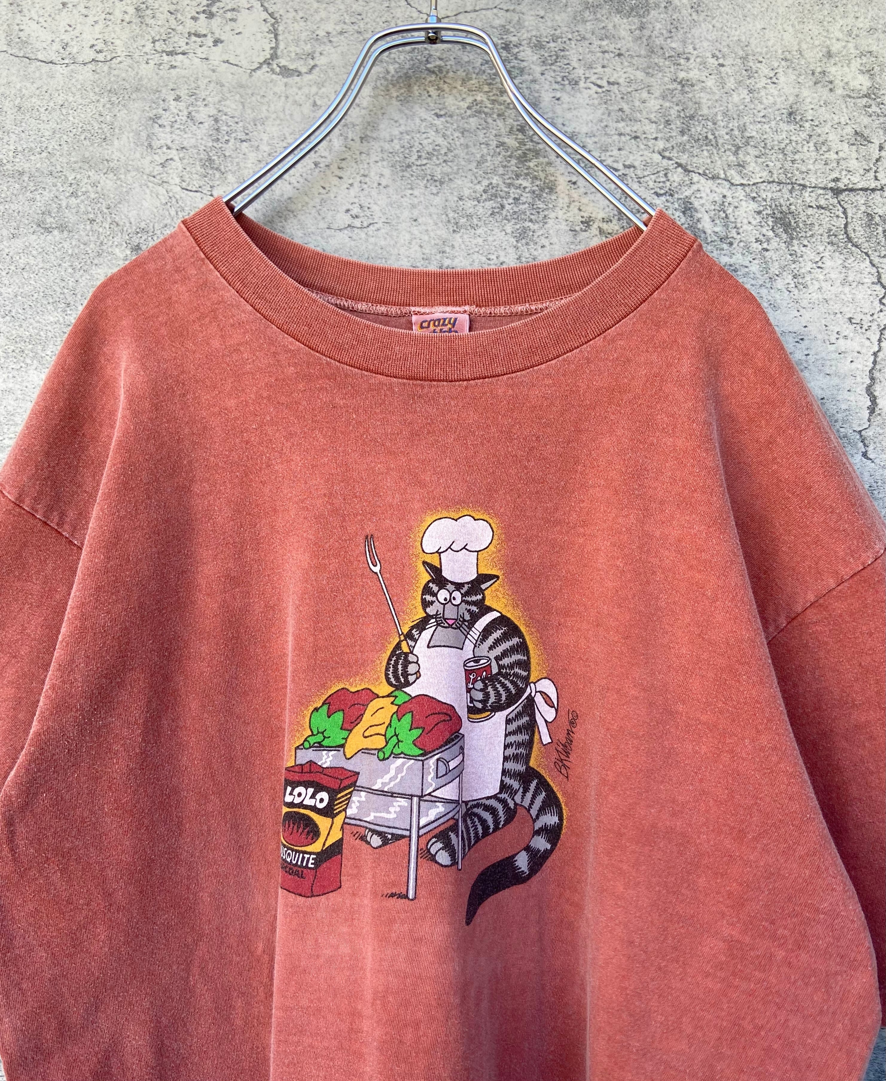 90s USA製 CRAZY SHIRTS クレイジーシャツ  Tシャツ クリバンキャット ブラウン