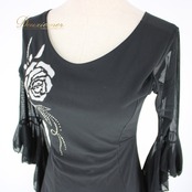 社交ダンス 衣装 スタンダード ドレス ワンピース レッスンウェア prima boutique プリマブティック ブラック系 黒 ラインストーン 花柄 エレガント フォーマル ダンスパーティー ストレッチ 大人用 女性用 謝恩会 レッスン用 おしゃれ シンプル 花模様 マタニティ 見栄え バリエーション 体型カバー おすすめ