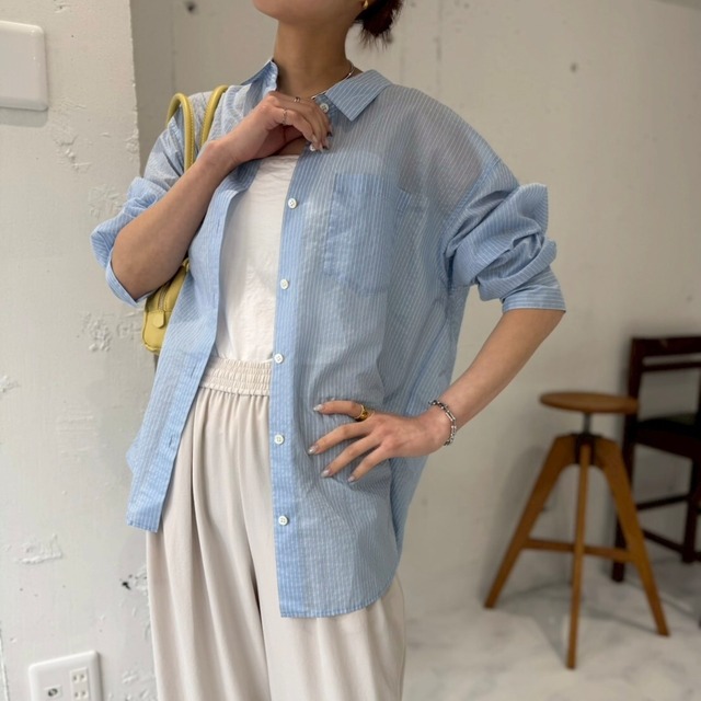 【 cafune; 】shiny stripe shirt