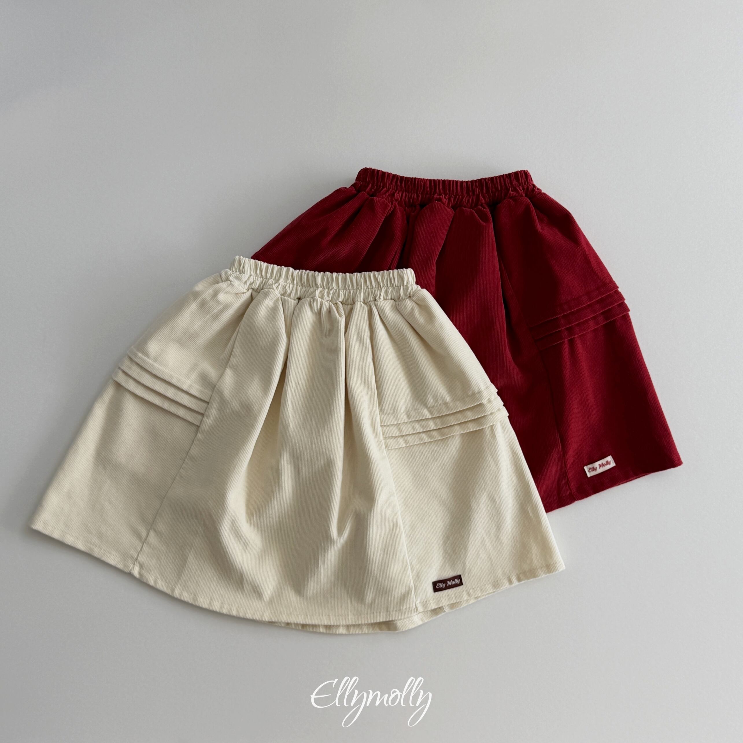pompon corduroy skirt【ELLYMOLLY】※11月下旬〜12月上旬発送予定