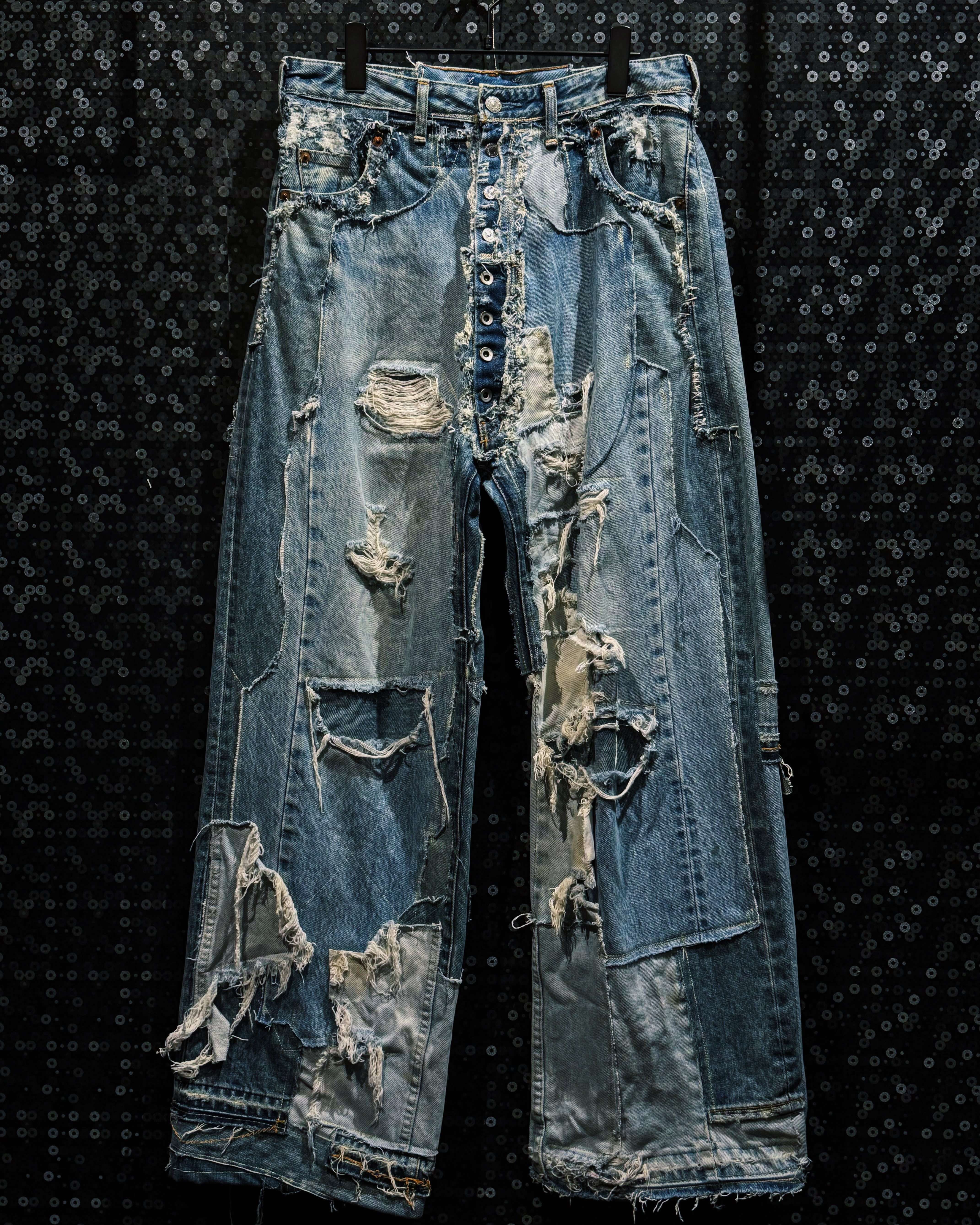 【ÆIEM】"Yuumu Abe” Reconstruction Destroyed Docking Wide Denim Pants