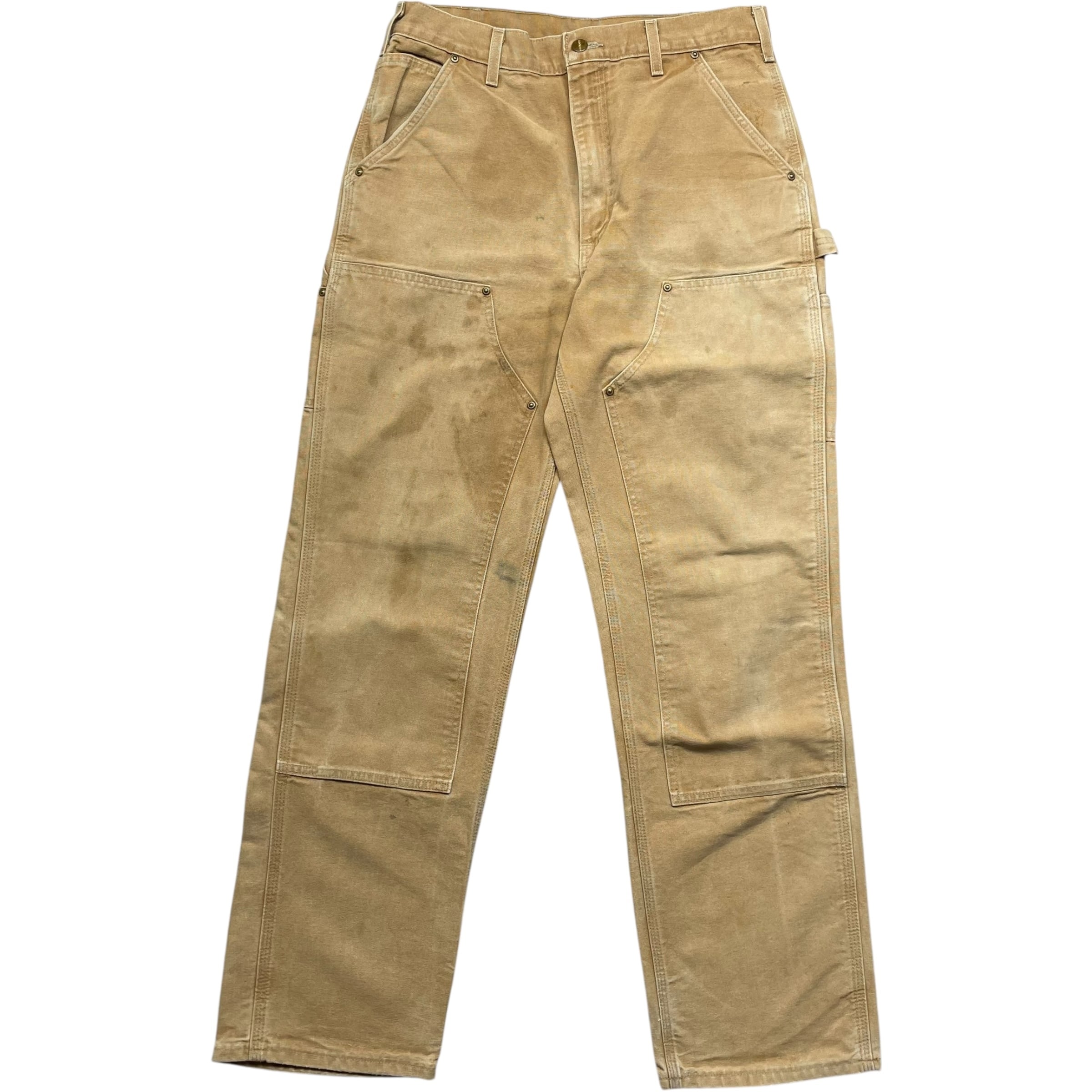 《実寸W32L33》Carhartt カーハート ダブルニー ワークパンツ ペインターパンツ 色落ち USA製 no.9368